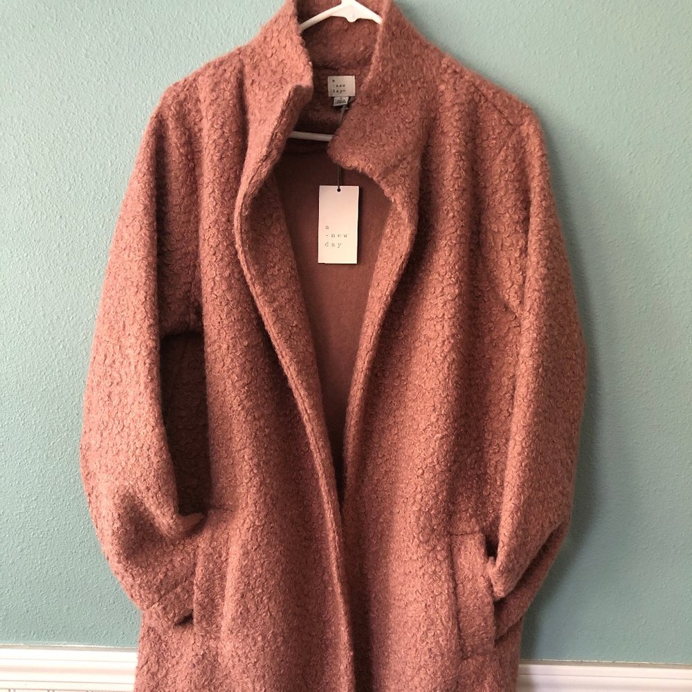a new day - Dusty Rose, Boucle, Car Coat